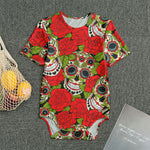 Rose Floral Sugar Skull Pattern Print Men's Bodysuit