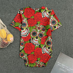 Rose Floral Sugar Skull Pattern Print Men's Bodysuit