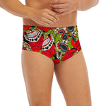 Rose Floral Sugar Skull Pattern Print Men's Briefs