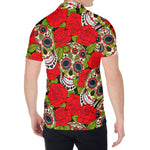 Rose Floral Sugar Skull Pattern Print Men's Shirt