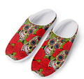 Rose Floral Sugar Skull Pattern Print Mesh Casual Shoes