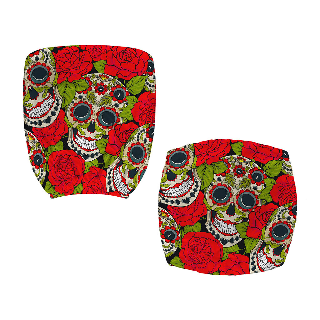 Rose Floral Sugar Skull Pattern Print Office Chair Cover
