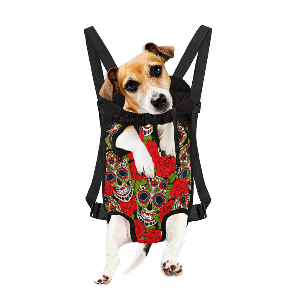Rose Floral Sugar Skull Pattern Print Pet Carrier Backpack