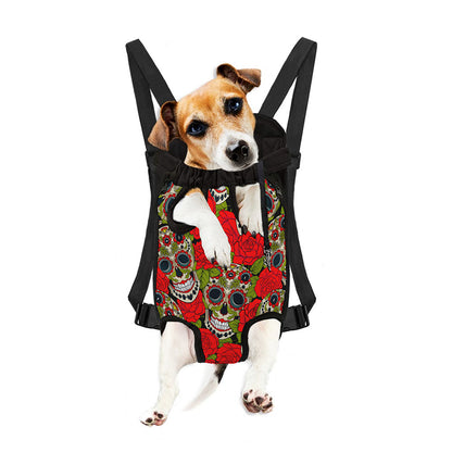 Rose Floral Sugar Skull Pattern Print Pet Carrier Backpack