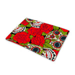 Rose Floral Sugar Skull Pattern Print Pet Cooling Mat Cover