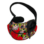 Rose Floral Sugar Skull Pattern Print Pet Sling Carrier