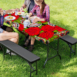 Rose Floral Sugar Skull Pattern Print Picnic Table Cover