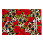 Rose Floral Sugar Skull Pattern Print Placemat