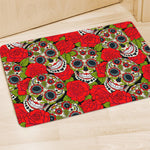 Rose Floral Sugar Skull Pattern Print Polyester Doormat