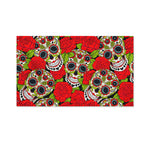 Rose Floral Sugar Skull Pattern Print Polyester Flag