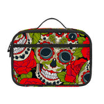 Rose Floral Sugar Skull Pattern Print Portable Lunch Bag