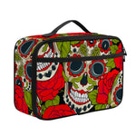 Rose Floral Sugar Skull Pattern Print Portable Lunch Bag