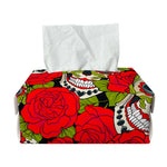 Rose Floral Sugar Skull Pattern Print Rectangle Tissue Box Cover
