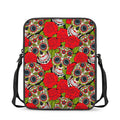 Rose Floral Sugar Skull Pattern Print Rectangular Crossbody Bag