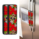 Rose Floral Sugar Skull Pattern Print Refrigerator Handle Covers