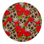 Rose Floral Sugar Skull Pattern Print Round Blanket