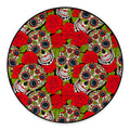 Rose Floral Sugar Skull Pattern Print Round Floor Mat