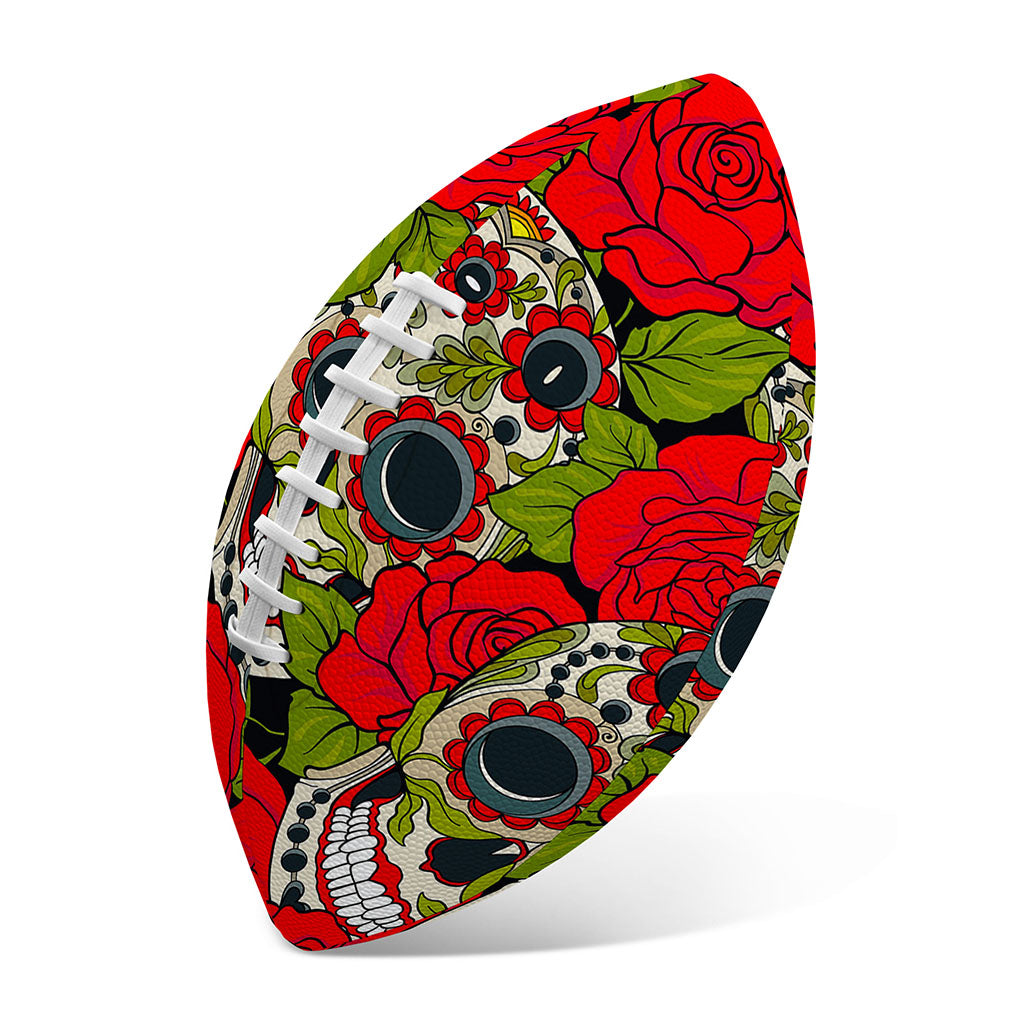 Rose Floral Sugar Skull Pattern Print Rugby Ball