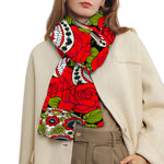 Rose Floral Sugar Skull Pattern Print Scarf