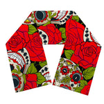Rose Floral Sugar Skull Pattern Print Scarf