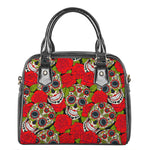 Rose Floral Sugar Skull Pattern Print Shoulder Handbag