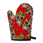 Rose Floral Sugar Skull Pattern Print Single Oven Mitt