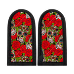 Rose Floral Sugar Skull Pattern Print Skillet Handle Cover