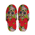 Rose Floral Sugar Skull Pattern Print Slippers