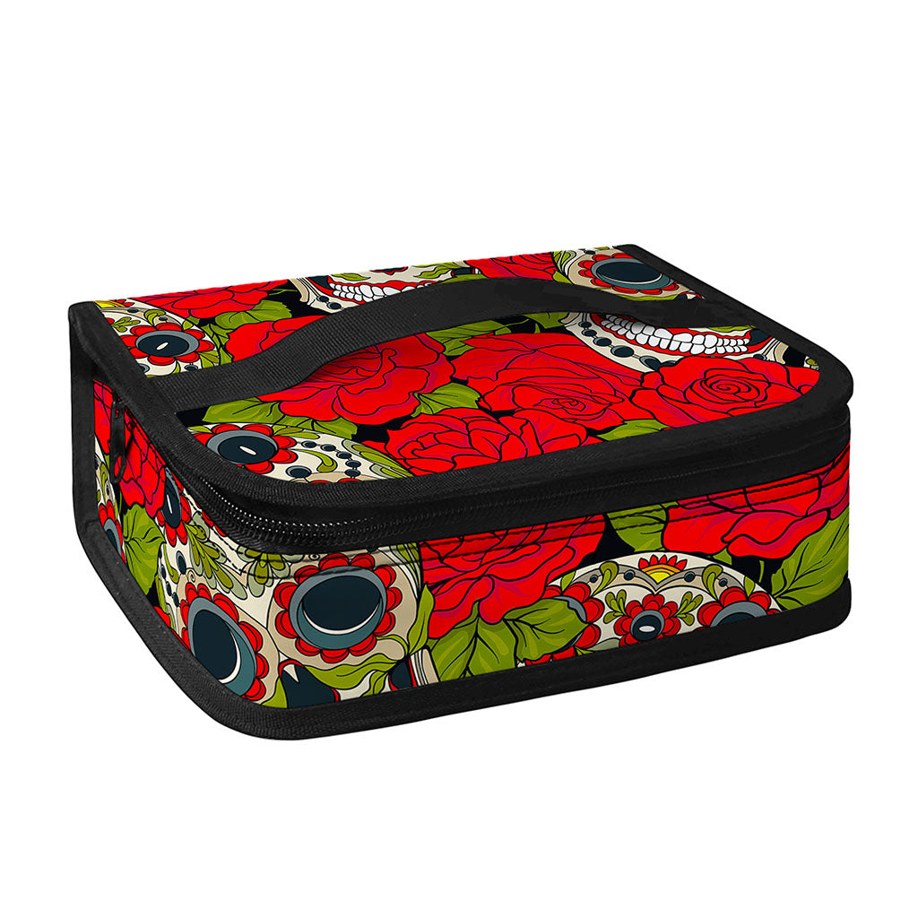 Rose Floral Sugar Skull Pattern Print Small Lunch Bag