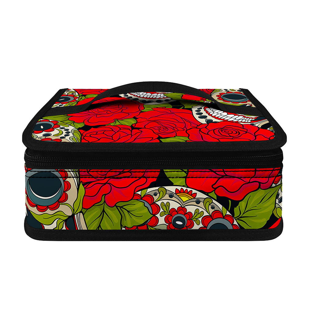 Rose Floral Sugar Skull Pattern Print Small Lunch Bag