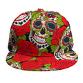 Rose Floral Sugar Skull Pattern Print Snapback Cap