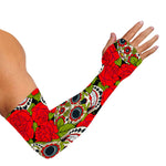 Rose Floral Sugar Skull Pattern Print Sun Protection Arm Sleeves