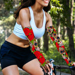 Rose Floral Sugar Skull Pattern Print Sun Protection Arm Sleeves