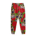 Rose Floral Sugar Skull Pattern Print Sweatpants