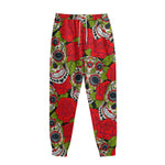 Rose Floral Sugar Skull Pattern Print Sweatpants