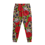 Rose Floral Sugar Skull Pattern Print Sweatpants