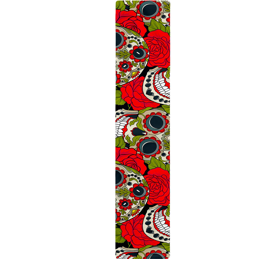 Rose Floral Sugar Skull Pattern Print Table Runner