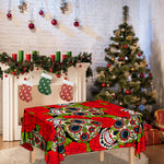 Rose Floral Sugar Skull Pattern Print Tablecloth