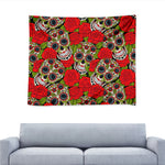 Rose Floral Sugar Skull Pattern Print Tapestry