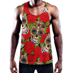 Rose Floral Sugar Skull Pattern Print Training Tank Top