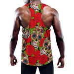 Rose Floral Sugar Skull Pattern Print Training Tank Top