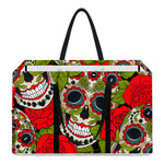 Rose Floral Sugar Skull Pattern Print Utility Tote Bag