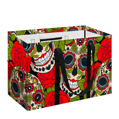 Rose Floral Sugar Skull Pattern Print Utility Tote Bag