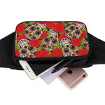 Rose Floral Sugar Skull Pattern Print Waist Bag