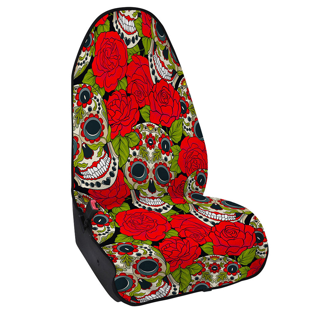 Rose Floral Sugar Skull Pattern Print Waterproof Car Seat Cover