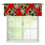 Rose Floral Sugar Skull Pattern Print Window Valance