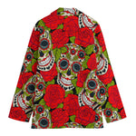 Rose Floral Sugar Skull Pattern Print Women's Blazer