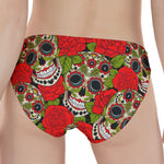 Rose Floral Sugar Skull Pattern Print Women's Panties