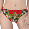 Rose Floral Sugar Skull Pattern Print Women's Thong