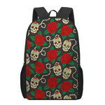 Rose Flower Sugar Skull Pattern Print 17 Inch Backpack